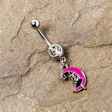 Load image into Gallery viewer, Pink Moon Witch Halloween Dangle Belly Ring
