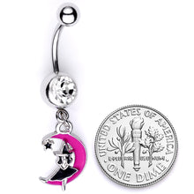 Load image into Gallery viewer, Pink Moon Witch Halloween Dangle Belly Ring
