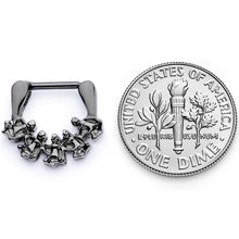 Load image into Gallery viewer, 16G 5/16 Black Scary Skeletons Halloween Septum Clicker

