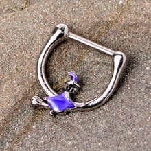 Load image into Gallery viewer, 16G 5/16 Blue Spooky Witch Halloween Septum Clicker

