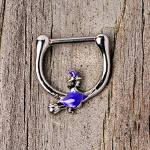 Load image into Gallery viewer, 16G 5/16 Blue Spooky Witch Halloween Septum Clicker
