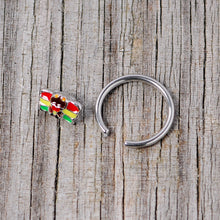 Load image into Gallery viewer, 16G 3/8 Rasta Turkey Thanksgiving BCR Captive Ring

