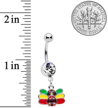 Load image into Gallery viewer, Clear Gem Red Green Rasta Thanksgiving Turkey Dangle Belly Ring
