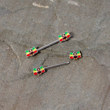 Load image into Gallery viewer, 14G 5/8 Rasta Turkey Thanksgiving Barbell Nipple Ring Set
