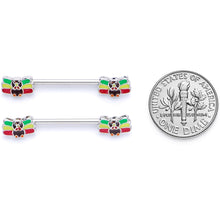 Load image into Gallery viewer, 14G 5/8 Rasta Turkey Thanksgiving Barbell Nipple Ring Set
