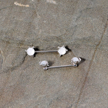 Load image into Gallery viewer, 14G 5/8 White Faux Opal Dragon Claw Barbell Nipple Ring Set

