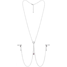 Load image into Gallery viewer, 14G 5/8 Pink Gem Sun Heart Star Nipple Chain Necklace
