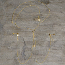 Load image into Gallery viewer, 14G 5/8 Clear Gem Gold Tone Sun Heart Star Nipple Chain Necklace
