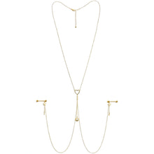 Load image into Gallery viewer, 14G 5/8 Clear Gem Gold Tone Sun Heart Star Nipple Chain Necklace
