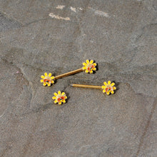 Load image into Gallery viewer, 14G 9/16 Yellow Red Gold Tone Bee Flower Barbell Nipple Ring Set
