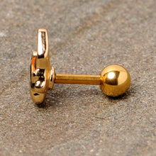 Load image into Gallery viewer, 16G 1/4 Black Gold Tone Witch Hat Cat Halloween Cartilage Tragus
