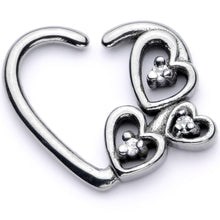 Load image into Gallery viewer, 16G 3/8 Clear CZ Gem Valentines Day Left Heart Closure Ring
