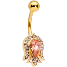 Load image into Gallery viewer, Pink Gem Gold Tone Plated Tulip Flower Belly Ring

