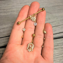 Load image into Gallery viewer, 16G 1/4 Clear Gem Gold Tone Little Bird Cartilage Tragus Earring
