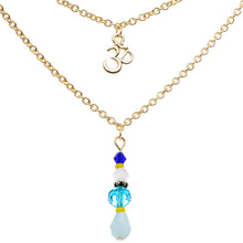 Load image into Gallery viewer, 14G 9/16 Gold Tone Om Blue Beads Captive Ring Dangle Nipple Chain

