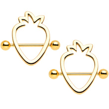 Load image into Gallery viewer, 14G 3/4 Gold Tone Hollow Strawberry Nipple Shield Set
