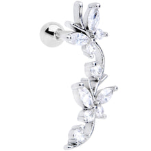 Load image into Gallery viewer, 16G 1/4 Clear CZ Gem Butterflies Left Ear Cartilage Tragus
