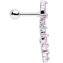 Load image into Gallery viewer, 16G 1/4 Pink CZ Gem Butterflies Left Ear Cartilage Tragus
