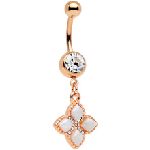 Load image into Gallery viewer, Clear Gem Rose Gold Tone Royal Renaissance Dangle Belly Ring
