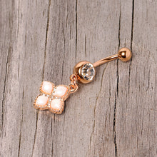 Load image into Gallery viewer, Clear Gem Rose Gold Tone Royal Renaissance Dangle Belly Ring
