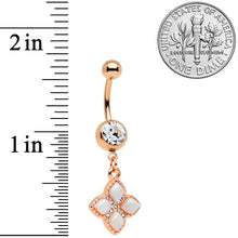 Load image into Gallery viewer, Clear Gem Rose Gold Tone Royal Renaissance Dangle Belly Ring
