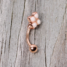 Load image into Gallery viewer, 16G 5/16 Clear Gem Rose Gold Tone Rhombus Curved Eyebrow Ring
