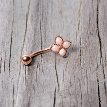Load image into Gallery viewer, 16G 5/16 Clear Gem Rose Gold Tone Rhombus Curved Eyebrow Ring
