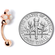 Load image into Gallery viewer, 16G 5/16 Clear Gem Rose Gold Tone Rhombus Curved Eyebrow Ring
