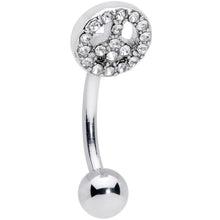 Load image into Gallery viewer, 16G 5/16 Clear Gem Retro Peace Sign Curved Eyebrow Ring
