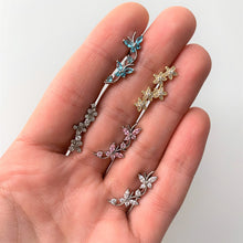 Load image into Gallery viewer, 16G 1/4 Pink CZ Gem Butterflies Left Ear Cartilage Tragus
