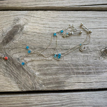 Load image into Gallery viewer, 14G 5/8 Blue Gem Moon Star Double Dangle Nipple Chain
