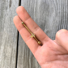 Load image into Gallery viewer, 14G Clear Gem Gold Tone Alien UFO Beam Industrial Barbell 38mm
