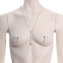 Load image into Gallery viewer, 14G 5/8 Blue Gem Sun Heart Star Nipple Chain Necklace
