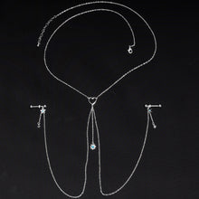 Load image into Gallery viewer, 14G 5/8 Blue Gem Sun Heart Star Nipple Chain Necklace
