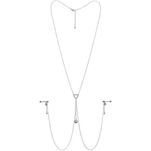 Load image into Gallery viewer, 14G 5/8 Clear Gem Sun Heart Star Nipple Chain Necklace
