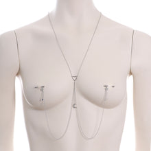 Load image into Gallery viewer, 14G 5/8 Clear Gem Moon Heart Star Nipple Chain Necklace
