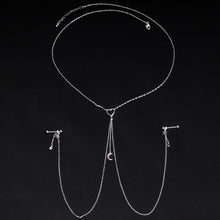 Load image into Gallery viewer, 14G 5/8 Pink Gem Moon Heart Star Nipple Chain Necklace
