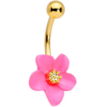 Load image into Gallery viewer, Gold Tone Spring Blossom Pretty Pink Flower Belly Ring
