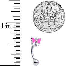 Load image into Gallery viewer, 16G 5/16 Clear Gem Pink UV Butterfly Curved Eyebrow Ring Set of 4

