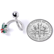 Load image into Gallery viewer, Red Gem Holly Berry Holiday Christmas Spiral Twister Belly Ring
