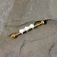 Load image into Gallery viewer, 14G Aurora Gem Gold Tone Flower Industrial Barbell 38mm
