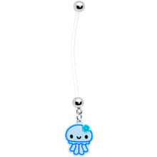 Load image into Gallery viewer, Bundle of Joy Baby Blue Squid Nautical Dangle Pregnancy Belly Ring
