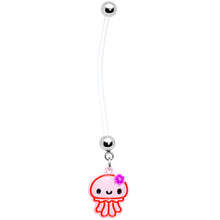 Load image into Gallery viewer, Bundle of Joy Baby Pink Squid Jellyfish Nautical Dangle Pregnancy Belly Ring
