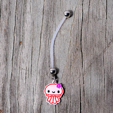 Load image into Gallery viewer, Bundle of Joy Baby Pink Squid Jellyfish Nautical Dangle Pregnancy Belly Ring
