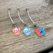 Load image into Gallery viewer, Pink Blue Baby Feet Dangle Pregnancy Belly Ring
