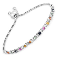 Load image into Gallery viewer, 0.88 Carat Genuine Multi Sapphire .925 Sterling Silver Bracelet
