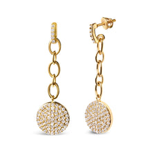 Load image into Gallery viewer, 14K Yellow Gold 1.0 Cttw Diamond Chain Cluster Dangle Chain Earrings (I-J Color, I1-I2 Clarity)
