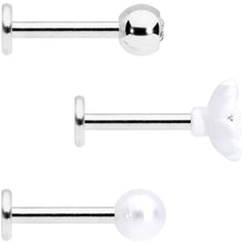 Load image into Gallery viewer, 16G 5/16 Clear Gem Flower Labret Tragus Set of 3
