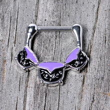 Load image into Gallery viewer, 16G 3/8 Black Purple Cauldron Halloween Cartilage Clicker

