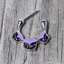 Load image into Gallery viewer, 16G 3/8 Black Purple Cauldron Halloween Cartilage Clicker

